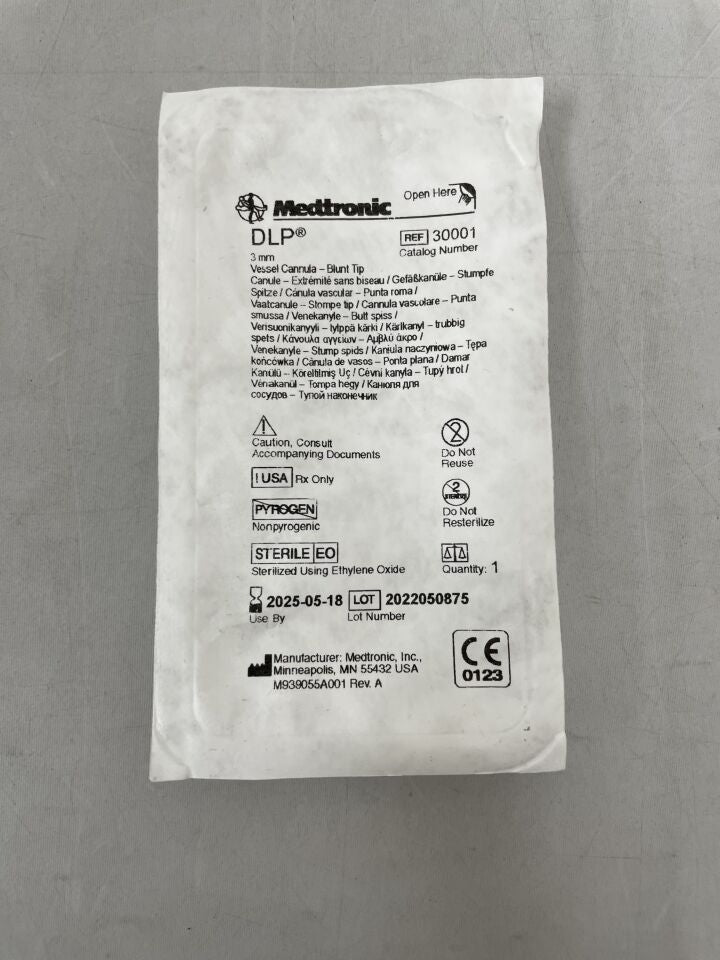 30001 - MEDTRONIC - DLP 2.5" Vessel Cannula w/One-Way Valve, 3mm Blunt Tip , ( EA ) - ( Expiry Date : 2025-05-18 )