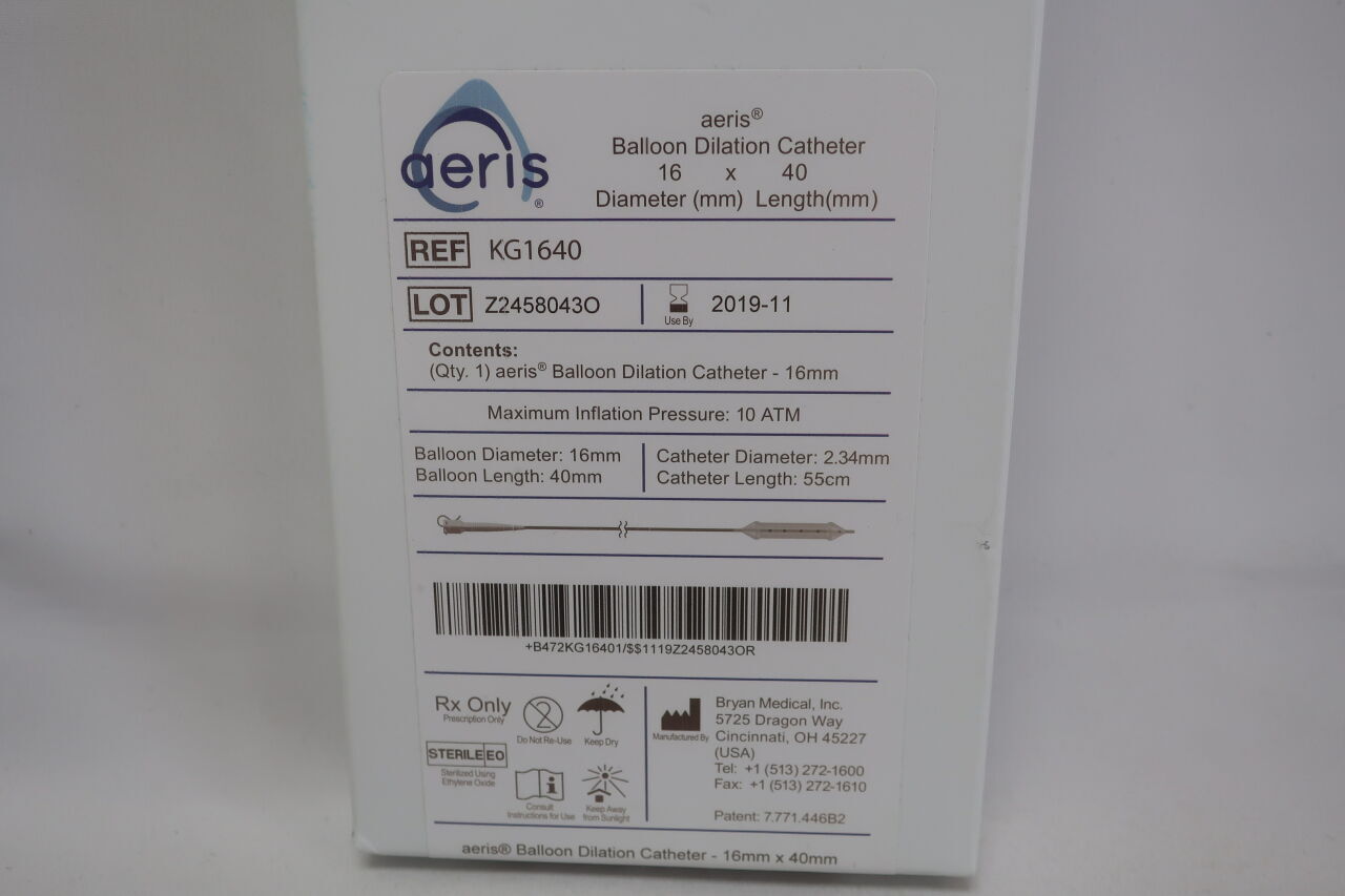 KG1640 - BRYAN MEDICAL - aeris balloon dilation catheter 16mm x 40mm, 55cm, (BX/1) - ( Expiry Date: 2023-02-02 )