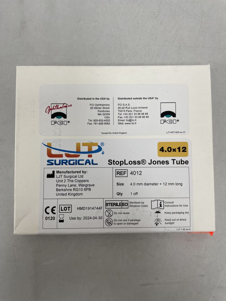 4012 - FCI - StopLoss Jones Tube 4.0mm x 12mm, (BX/1) - ( Expiry Date: 2024-04-30 )