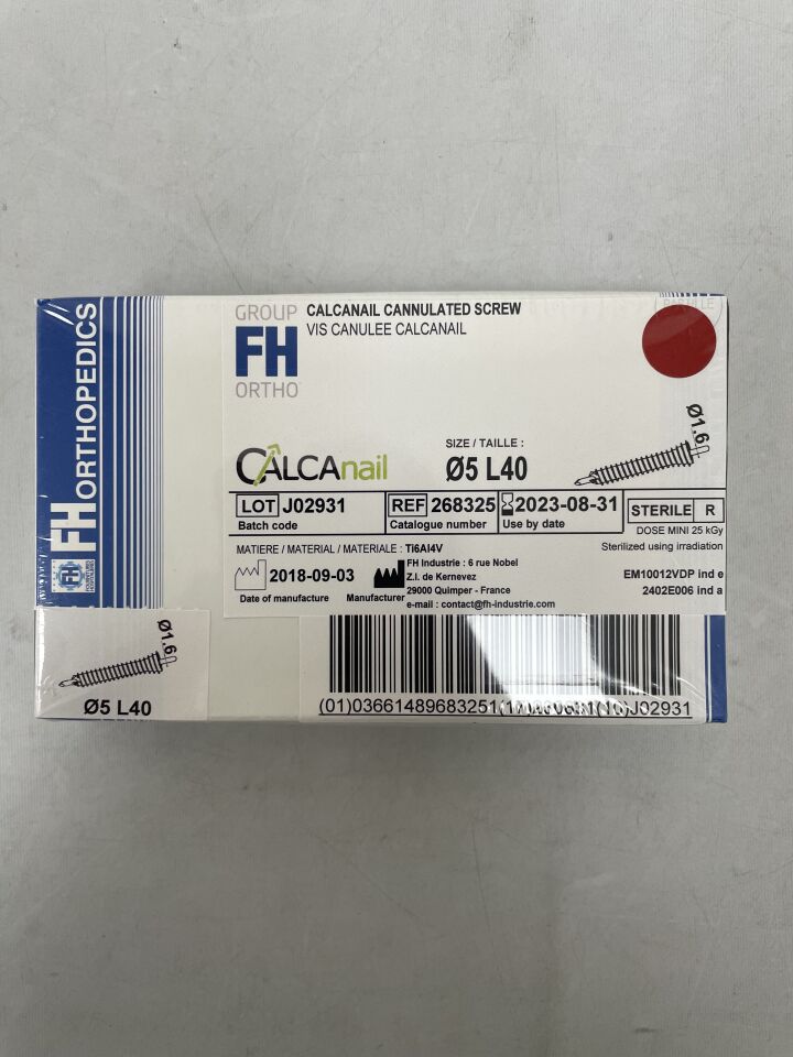 268325 - FH ORTHO - calcanail cannulated screw Ø5 lg40mmd screw Ø5 lg38mm, (BX/1) - ( Expiry Date: 2023-08-31 )