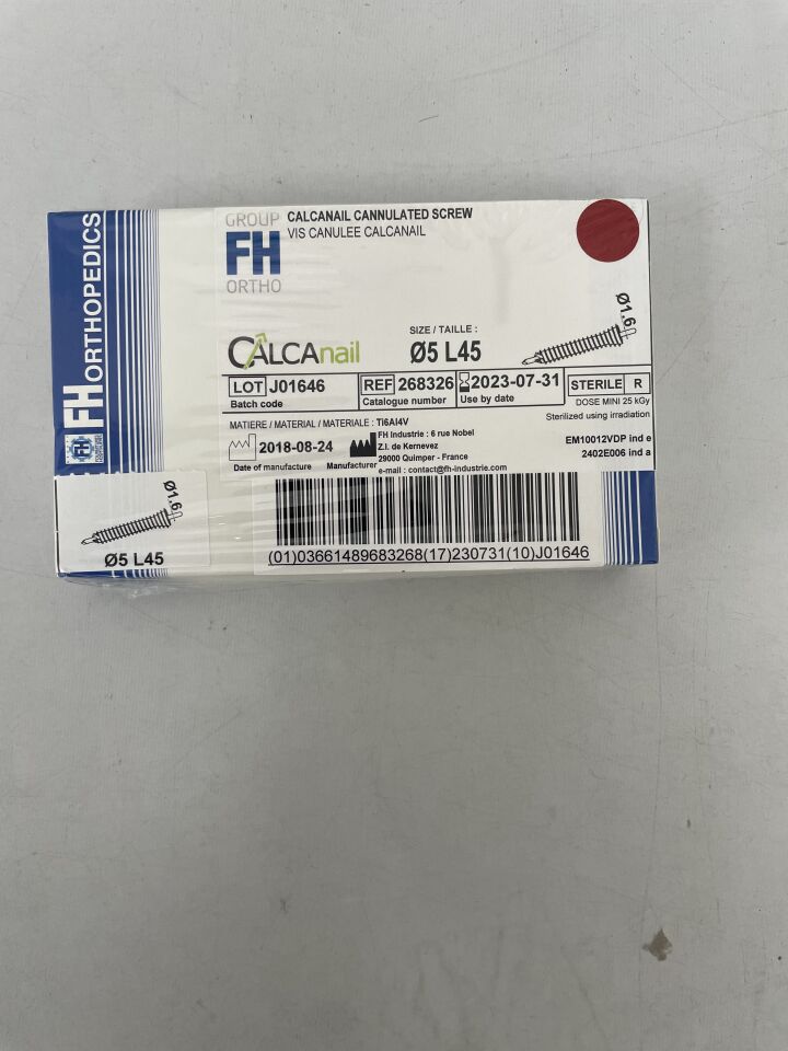 268326 - FH ORTHO - calcanail cannulated screw Ø5 lg45mm, (BX/1) - ( Expiry Date: 2023-07-31 )