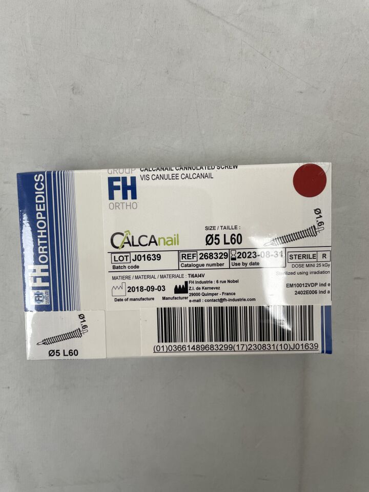 268329 - FH ORTHO - calcanail cannulated screw Ø5 lg60mm, (BX/1) - ( Expiry Date: 2023-08-31 )
