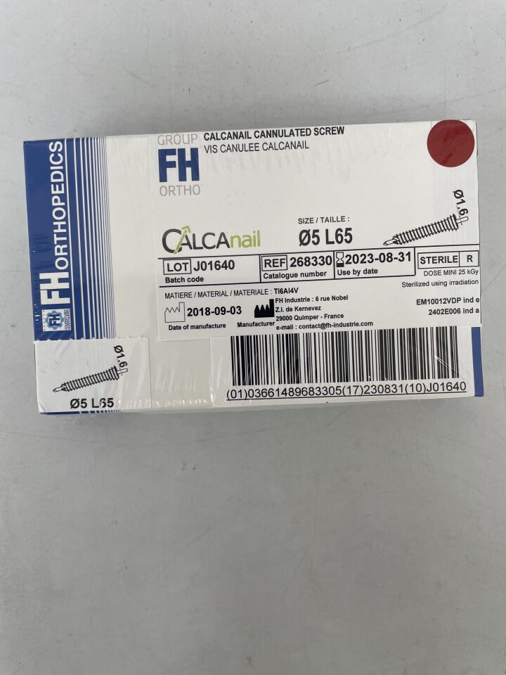 268330 - FH ORTHO - calcanail cannulated screw Ã5 lg65mm, (BX/1)