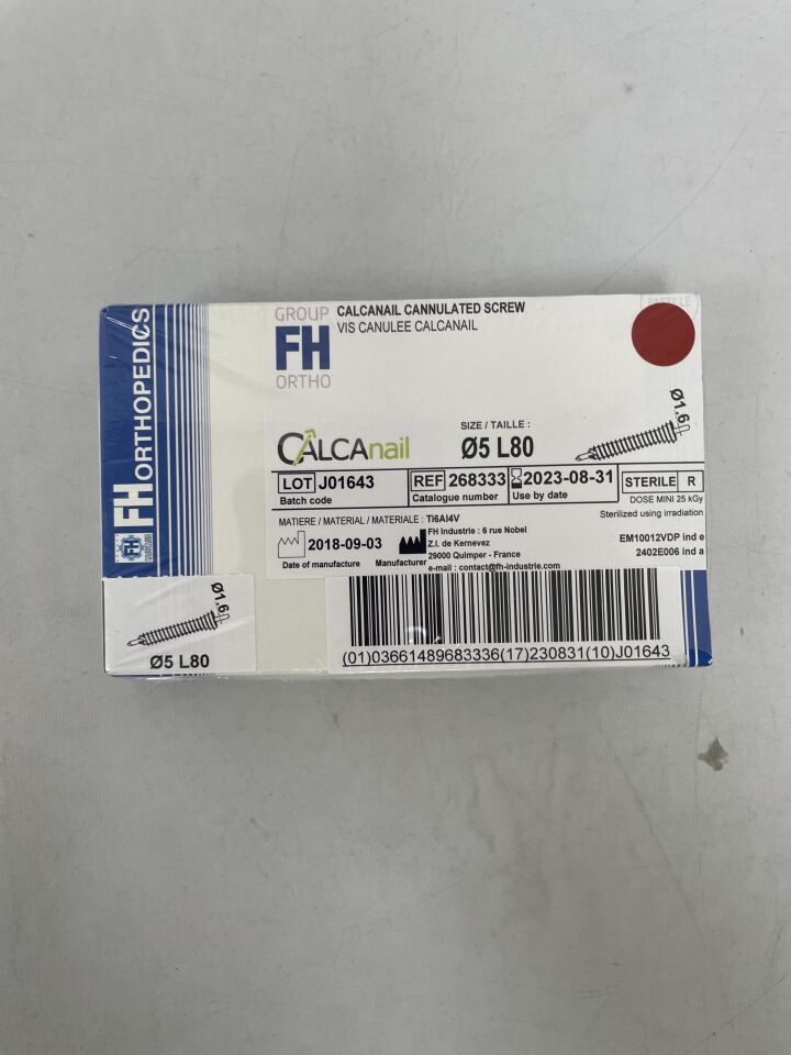 268333 - FH ORTHO - calcanail cannulated screw Ã5 lg80mm, (BX/1)