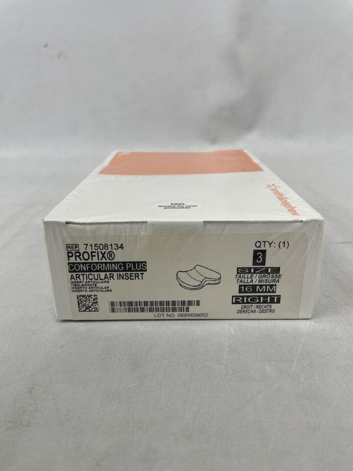 71508134 - SMITH & NEPHEW - PROFIX Conforming Plus, Articular Insert, Size 3, 16mm, Right, (BX/1)