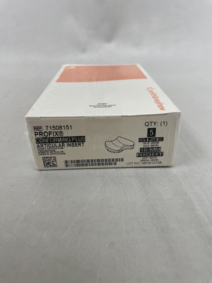 71508151 - SMITH & NEPHEW - PROFIX Conforming Plus, Articular Insert, Size 5, 10mm, Right, (BX/1) - ( Expiry Date: 2018-06-03 )