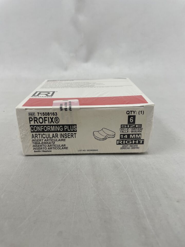 71508163 - SMITH & NEPHEW - PROFIX Conforming Plus, Articular Insert, Size 6, 14mm, Right, (BX/1)