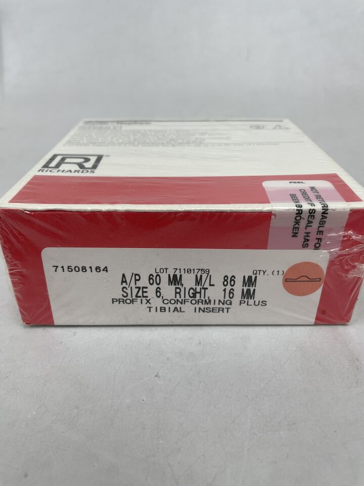 71508164 - SMITH & NEPHEW - PROFIX Conforming Plus, Articular Insert, Size 6, 16mm, Right, (BX/1)