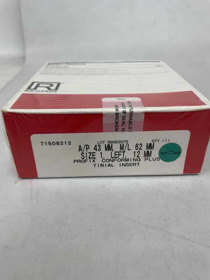 71508212 - SMITH & NEPHEW - PROFIX Conforming Plus, Articular Insert, Size 1, 12mm, Left, (BX/1)