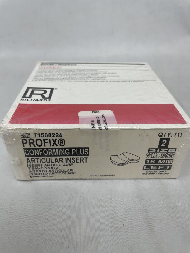 71508224 - SMITH & NEPHEW - PROFIX Conforming Plus, Articular Insert, Size 2, 16mm, Left, (BX/1) - ( Expiry Date: 2012-07-03 )