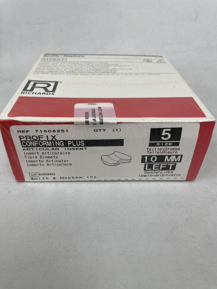 71508251 - SMITH & NEPHEW - PROFIX Conforming Plus, Articular Insert, Size 5, 10mm, Left, (BX/1)
