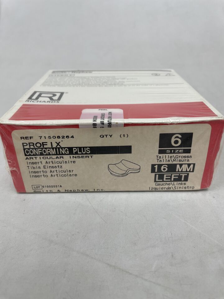 71508264 - SMITH & NEPHEW - PROFIX Conforming Plus, Articular Insert, Size 6, 16mm, Left, (BX/1)