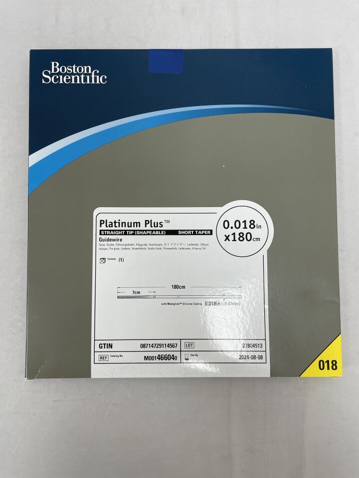 46604 - BOSTON SCIENTIFIC - Platinum Plus Guidewire - Straight Tip (Shapeable), Short Taper - .018" x 180cm, (BX/1) - ( Expiry Date: 2024-08-08 )