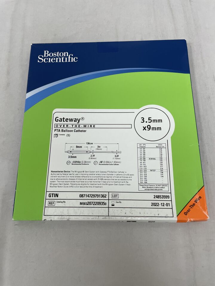 207220935 - BOSTON SCIENTIFIC - Gateway OTW PTA Balloon Catheter - 3.5mm x 9mm, (BX/1) - ( Expiry Date: 2022-12-01 )