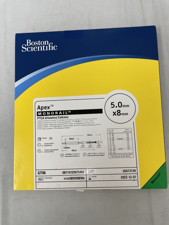 389590850 - BOSTON SCIENTIFIC - Apex Monorail PTCA Dilatation Catheter - 5.0mm x 8mm, (BX/1) - ( Expiry Date: 2023-12-07 )