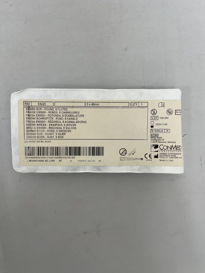 E8225 - CONMED - Round Fluted E Burr, Medium, 2.5 x 48mm, (EA) - ( Expiry Date: 2024-11-04 )