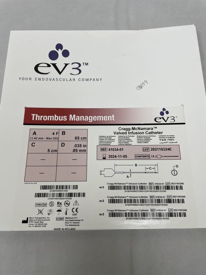 41034-01 - EV3 - cragg-mcnamara valved infusion catheter 4f x 65cm x 5cm, () - ( Expiry Date: 2024-11-05 )