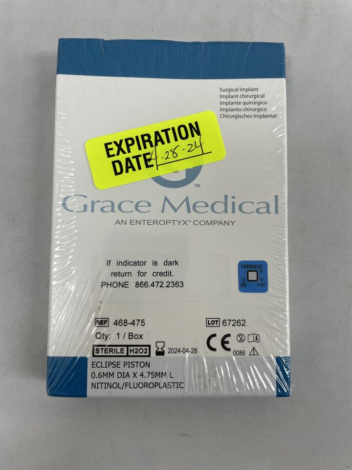468-475 - GRACE MEDICAL - eclipse piston 0.6mm dia x 4.75mm l nitinol/fluoroplastic, (BX/1) - ( Expiry Date: 2024-09-28 )