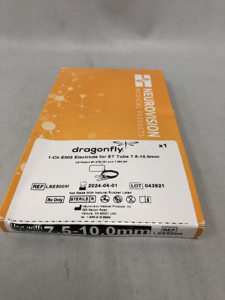 LSE500M - NEUROVISION - Dragonfly 1-Ch EMG Electrode For ET Tube 7.5-10.0mm, (BX/1) - ( Expiry Date: 2024-04-01 )