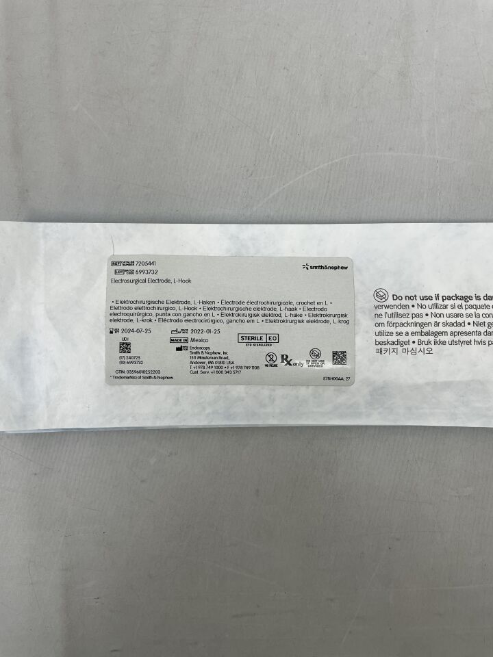 7205441 - SMITH & NEPHEW - Electrosurgical Electrode, L-Hook, (EA) - ( Expiry Date: 2024-07-25 )