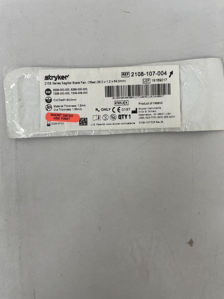 2108-107-004 - STRYKER - Sagittal Blade, Offset 36.mm x 64mm x 1.20mm, (EA) - ( Expiry Date: 2024-07-01 )