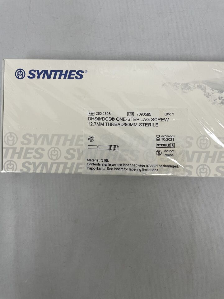 280.280S - SYNTHES - Stainless Steel DHS/DCS One-Step Lag Screw, 12.7 x 80mm, (BX/1) - ( Expiry Date: 2021-10-06 )