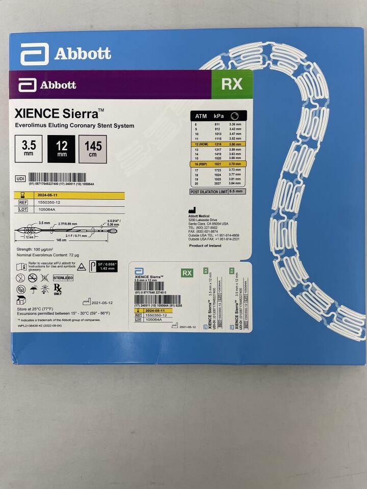 1550350-12 - ABBOTT - Xience Sierra RX Drug Eluting Stent (DES) 3.5mm x 12mm, (BX/1) - ( Expiry Date: 2024-05-11 )