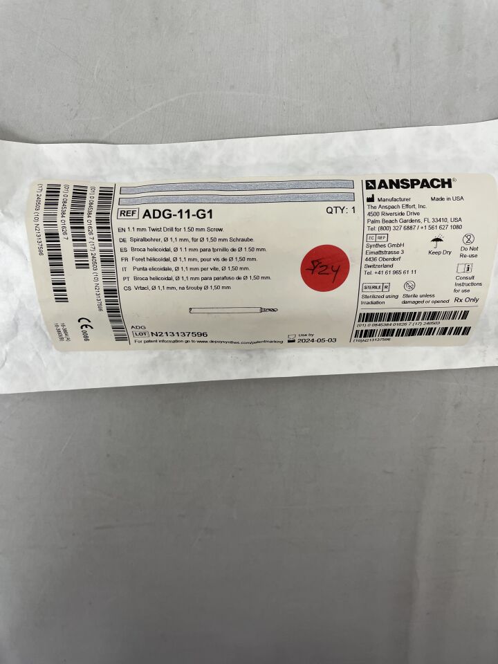 ADG-11-G1 - ANSPACH - 1.1 mm Twist Drill for 1.50 mm Screw. Use with ADG Attachment., (EA) - ( Expiry Date: 2024-05-03 )