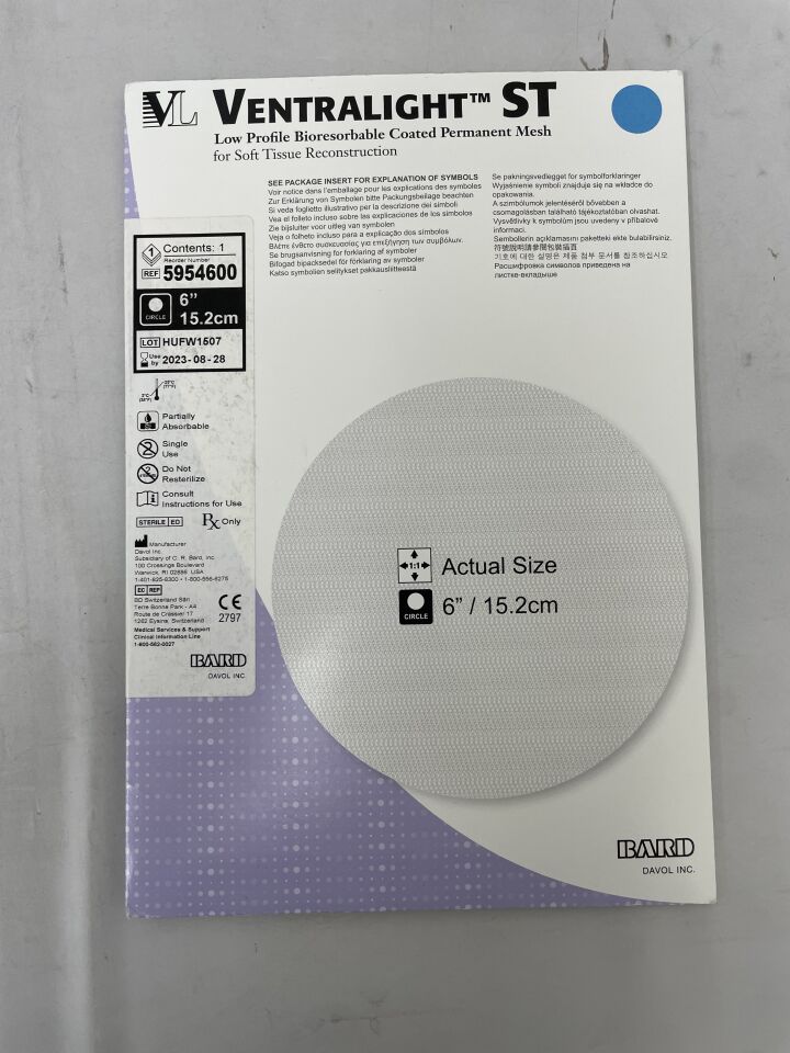 5954600 - BARD - Ventralight ST Mesh: 6" Circle, (BX/1) - ( Expiry Date: 2023-08-28 )