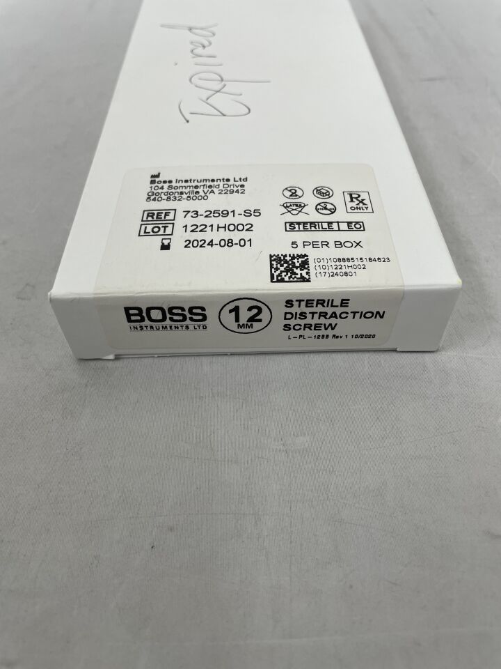 73-2591-S5 - BOSS INSTRUMENTS - Sterile Distraction Screw 12mm, (BX/5)