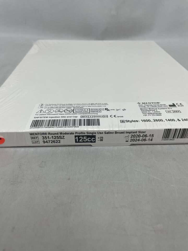 351-125SZ - MENTOR - Round Moderate Profile Saline Breast Implant Sizer, 125cc, (BX/1) - ( Expiry Date: 2024-06-14 )