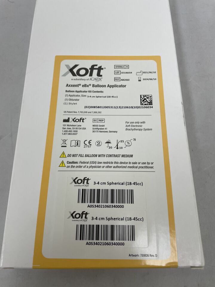 AB2060 - XOFT - Xoft Axxent eBx Balloon Applicator 3-4cm Spherical, 18-45cc, (BX/1) - ( Expiry Date: 2024-06-10 )