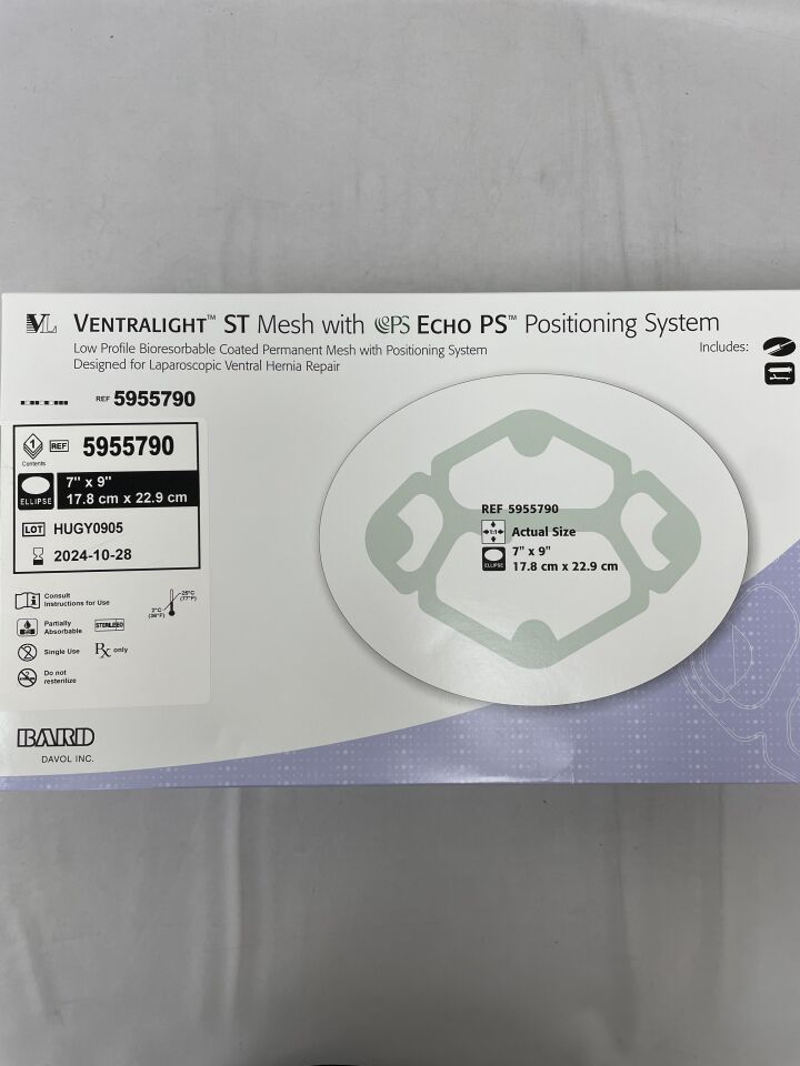 5955790 - BARD - Ventralight ST Mesh, Ellipse 7" x 9" w/Echo PS, (BX/1) - ( Expiry Date: 2024-10-28 )