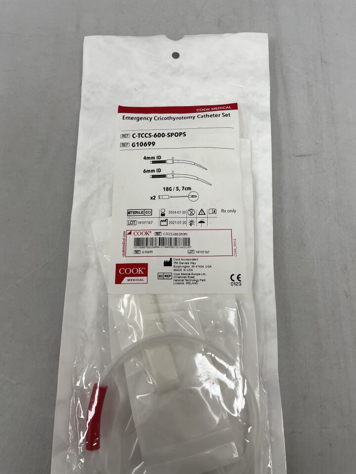 G10699 - COOK - Emergency Cricothyrotomy Catheter Set 4MM AND 6MM ID, (EA) - ( Expiry Date: 2024-07-20 )
