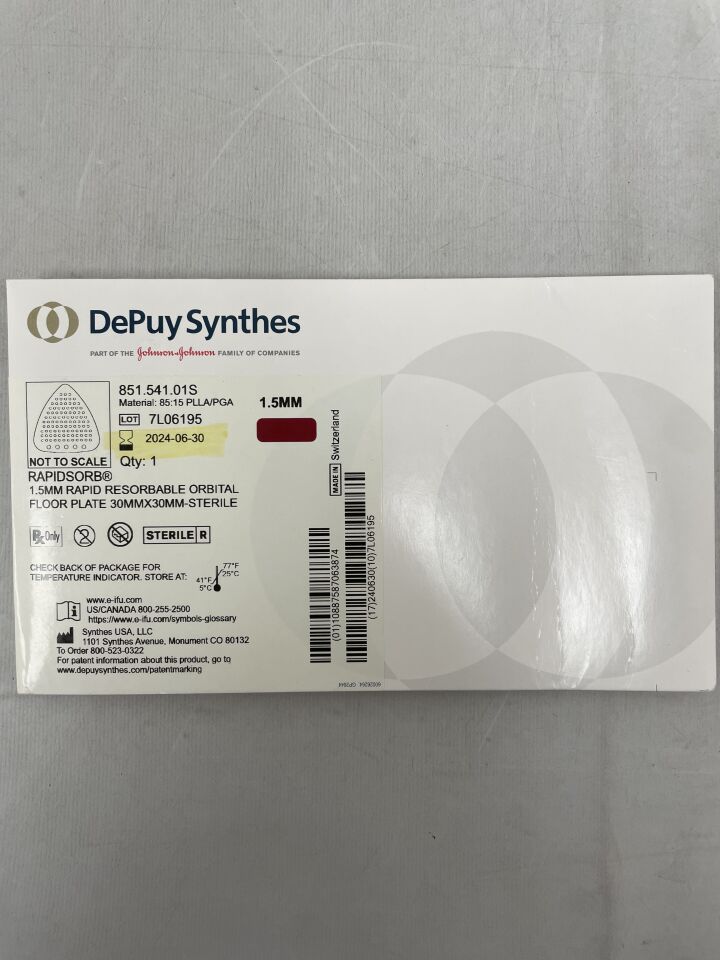 851.541.01S - DEPUY - RAPIDSORB Orbital Floor Plate, 30 x 30mm, (BX/1) - ( Expiry Date: 2024-06-30 )