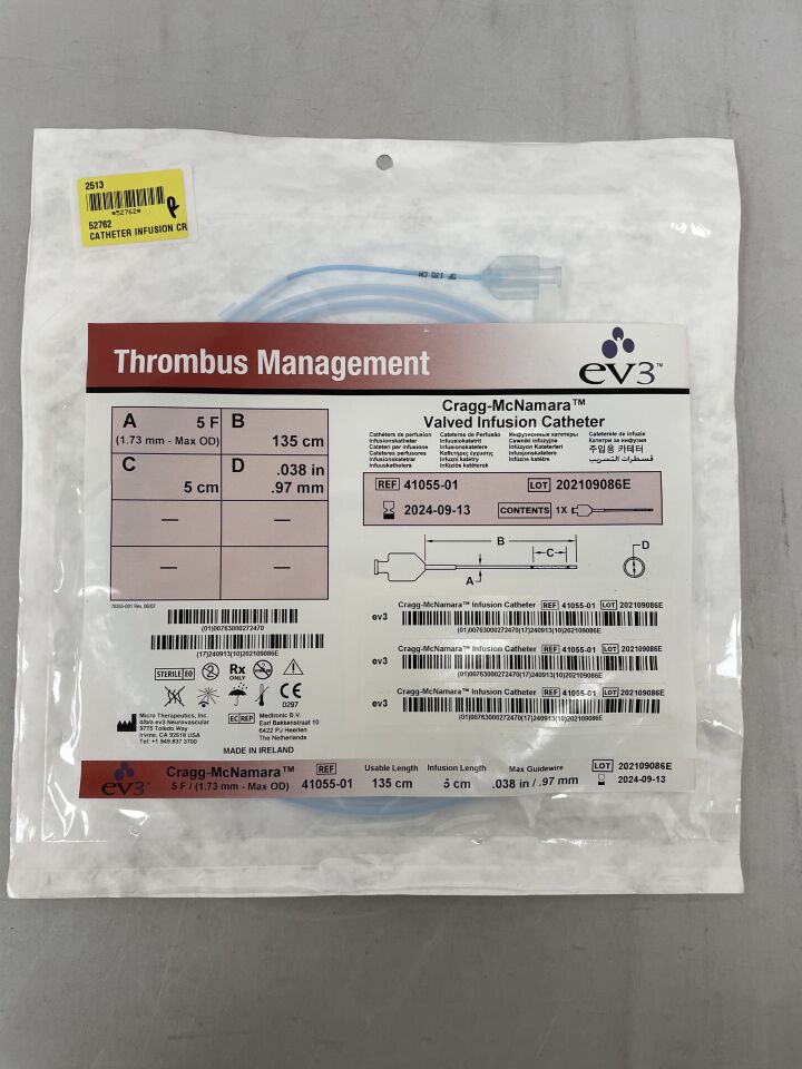 41055-01 - EV3 - Cragg-McNamara Valved Infusion Catheter 5F x 135cm x 5cm, (EA) - ( Expiry Date: 2024-09-13 )