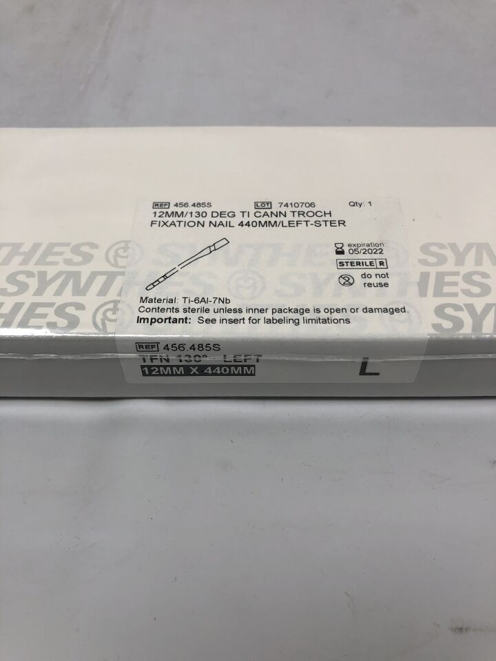 456.485S - SYNTHES - Titanium Alloy Left Cannulated Trochanteric Fixation Nail, 12 x 440mm , (BX/1) - ( Expiry Date: 2022-09-30 )