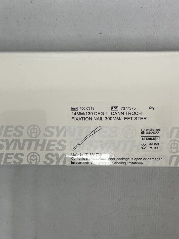456.631S - SYNTHES - Titanium Alloy Left Cannulated Trochanteric Fixation Nail, 14 x 300mm , (BX/1) - ( Expiry Date: 2022-04-30 )