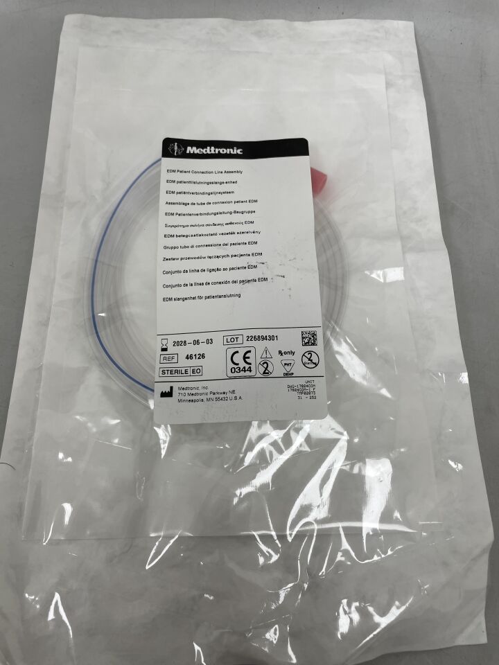 46126 - MEDTRONIC - EDM Patient Connection Line Assembly, 30 x 180 cm, Red End Plug, Stopcock , ( EA ) - ( Expiry Date : 2028-06-03 )