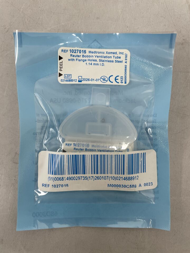 1027015 - MEDTRONIC - Reuter Bobbins SS Ventilation Tube w/Flange Holes 1.14mm , ( EA ) - ( Expiry Date : 2026-01-07 )