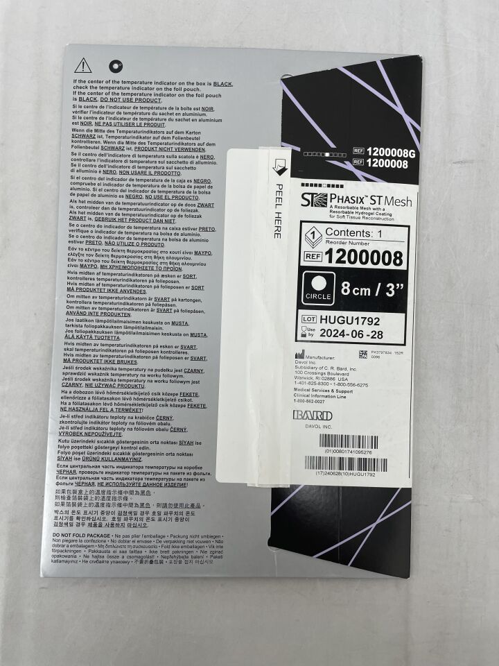 1200008 - BARD - ST Phasix ST Mesh with Resorbable Hydrogel Coating, Circle, 3in, (BX/1) - ( Expiry Date: 2024-06-28 )