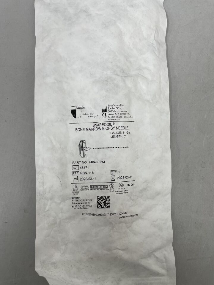 RBN-116 - RANFAC - Snarecoil Bone Marrow Biopsy Needle 11Ga x 6" , ( EA ) - ( Expiry Date : 2025-03-11 )