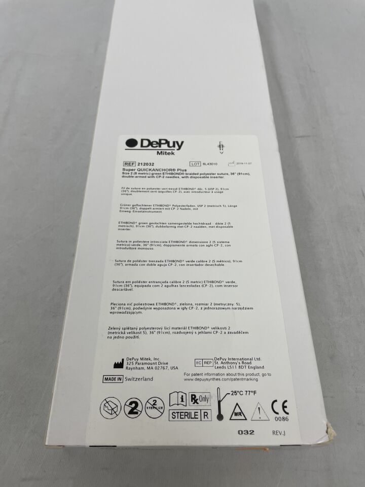 212032 - DEPUY - Super QuickAnchor Plus Anchor with 6 in. #2 Ethibond(CP-2) Suture, (BX/1) - ( Expiry Date: 2024-10-31 )