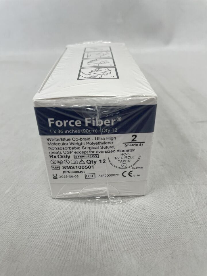 SMS100501 - TELEFLEX - 2 Tornier ForceFiber 3-4 白色/藍色共編 UHMWPE 縫合線 36 英吋 HC-5 錐形,(盒/12)-(有效期限:2025-06-03)