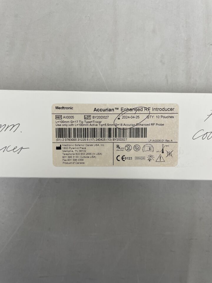AI0005 - MEDTRONIC - Accurian Enhanced RF Introducer, Tip - 5.5mm, 100mm, (BX/10) - ( Expiry Date: 2024-04-25 )