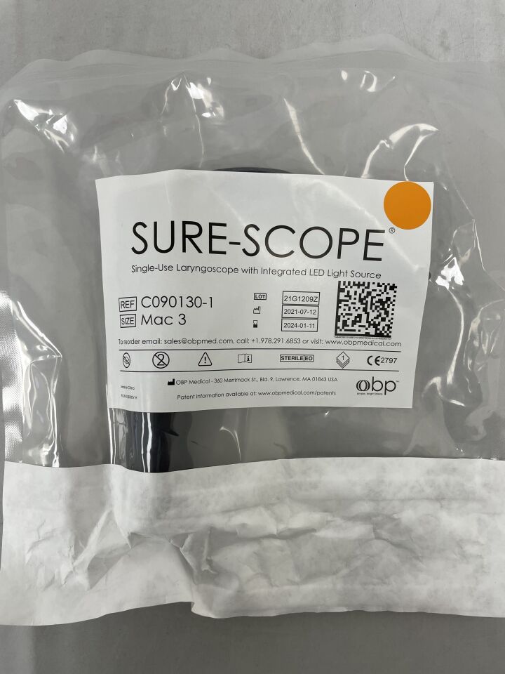 C090130-1 - OBP - Sure-Scope Laryngoscope with Light, MAC 3, (EA) - ( Expiry Date: 2024-01-11 )