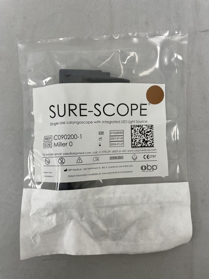 C090200-1 - OBP - Sure-Scope Laryngoscope with Light, Miller 0, (EA) - ( Expiry Date: 2024-01-27 )