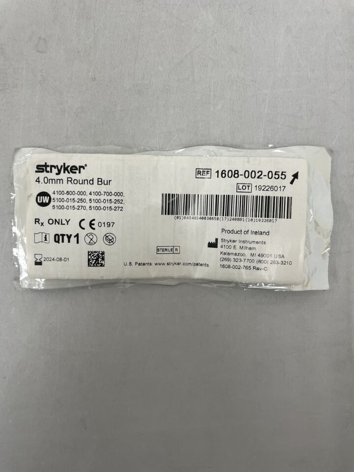 1608-002-055 - STRYKER - Round Bur 4.0mm, (EA) - ( Expiry Date: 2024-08-01 )
