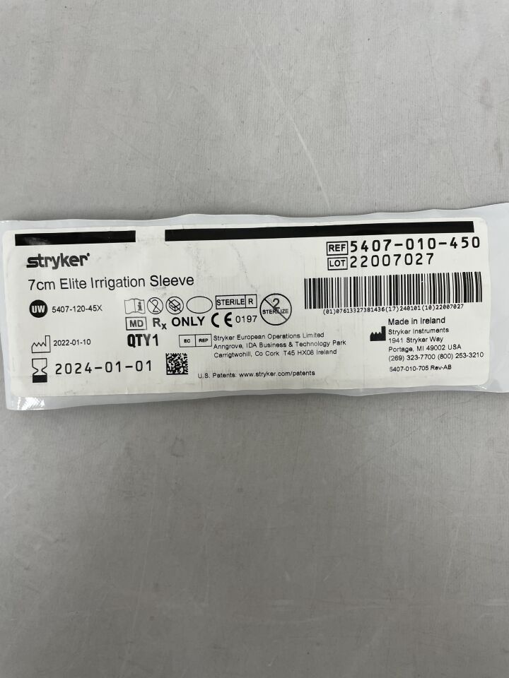5407-010-450 - STRYKER - Elite Irrigation Sleeve, 7cm, (EA) - ( Expiry Date: 2024-01-01 )