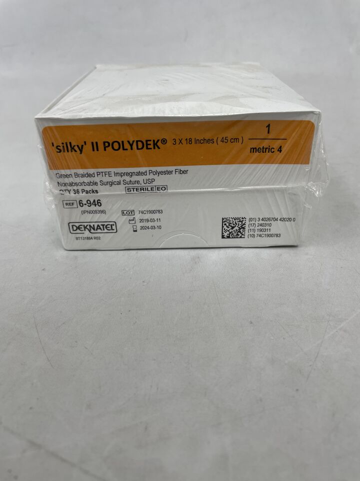 6-946 - TELEFLEX - suture, polydek, no needle, grn, 18", (BX/36) - ( Expiry Date: 2024-03-10 )